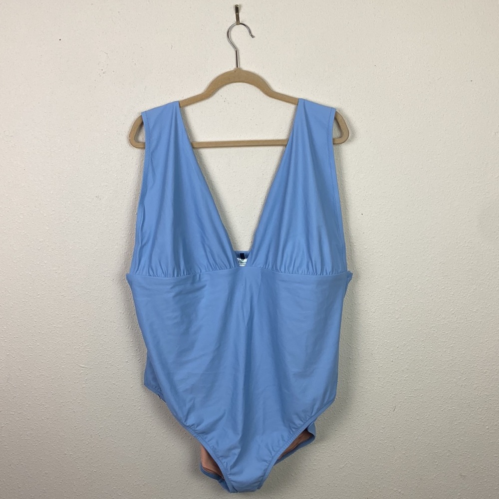 NWT J. Crew | Blue V-Neck One Piece Swimsuit
